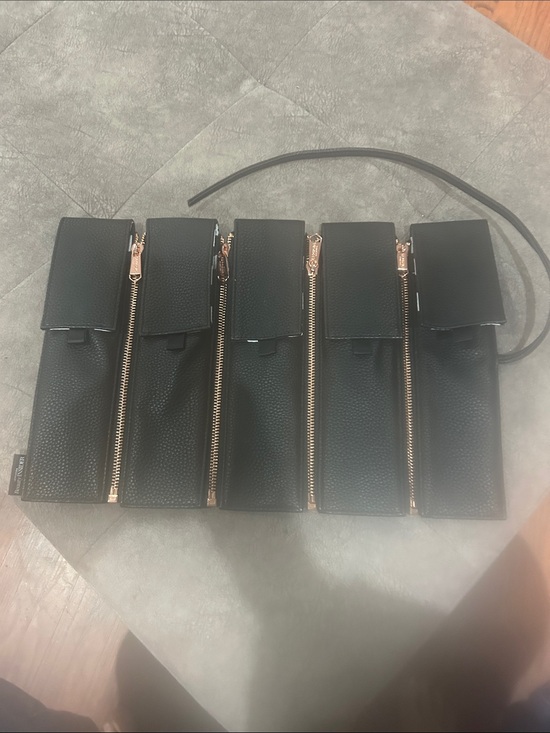 Sephora Other - Sephora Black Leather Multi-Pouch 5 brush Bag with Gold Zippers